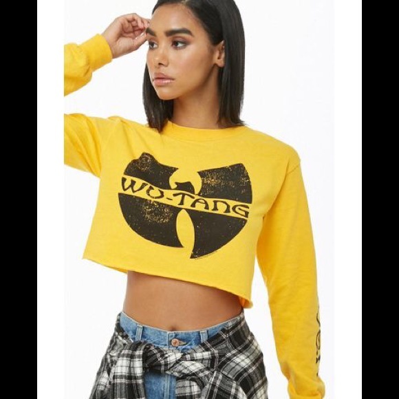 WU-TANG Distressed Print Yellow Long Sleeve Crop Top 🙏❌PRICE FIRM NO OFFERS ❌🙏 - Picture 3 of 12